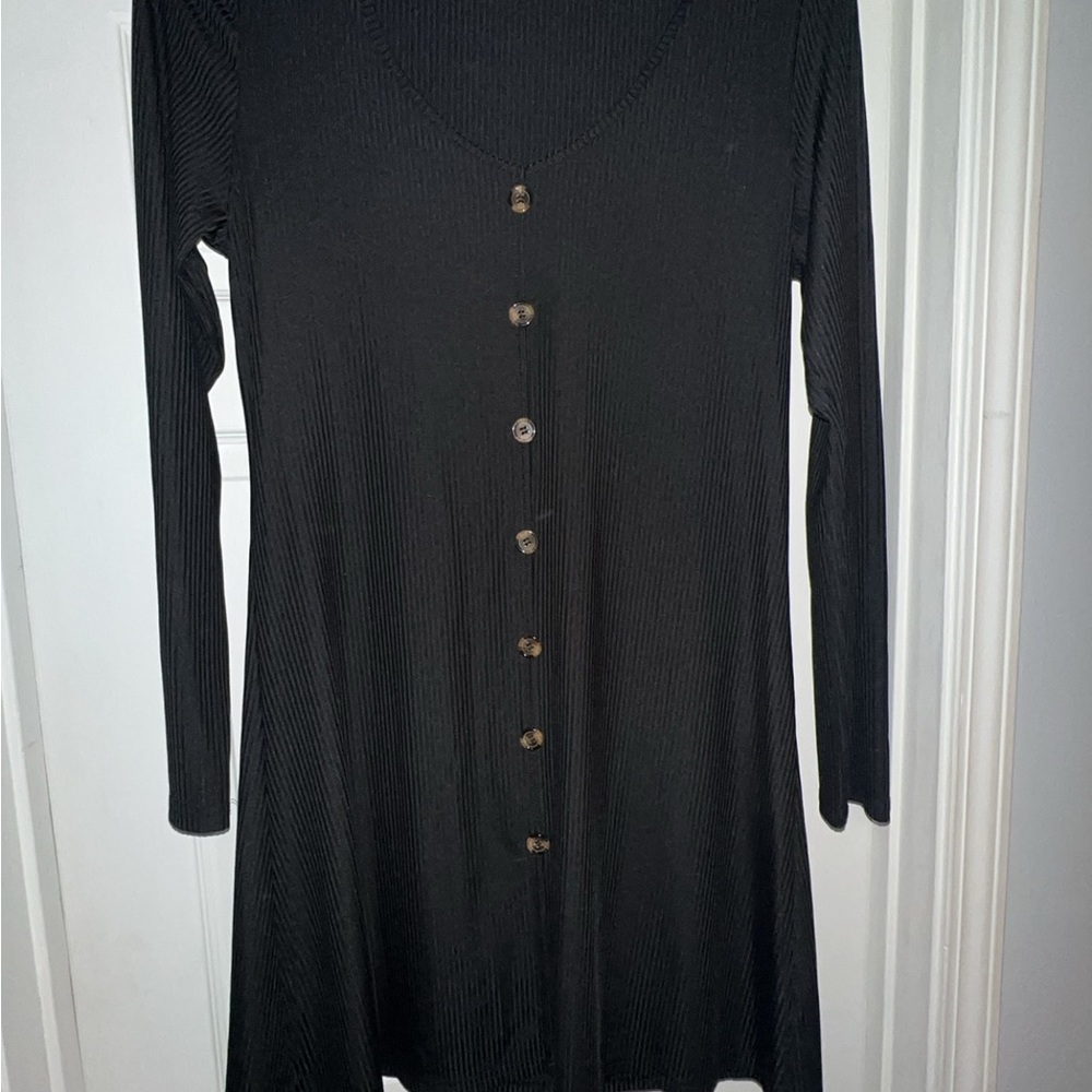 Elegant Black Button-Down Dress